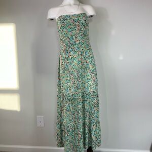 Lapis Strapless Mint Floral Maxi Dress